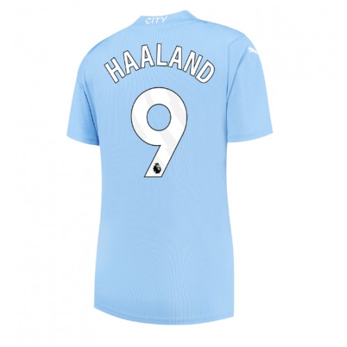 Dámy Fotbalový dres Manchester City Erling Haaland #9 2023-24 Domácí Krátký Rukáv